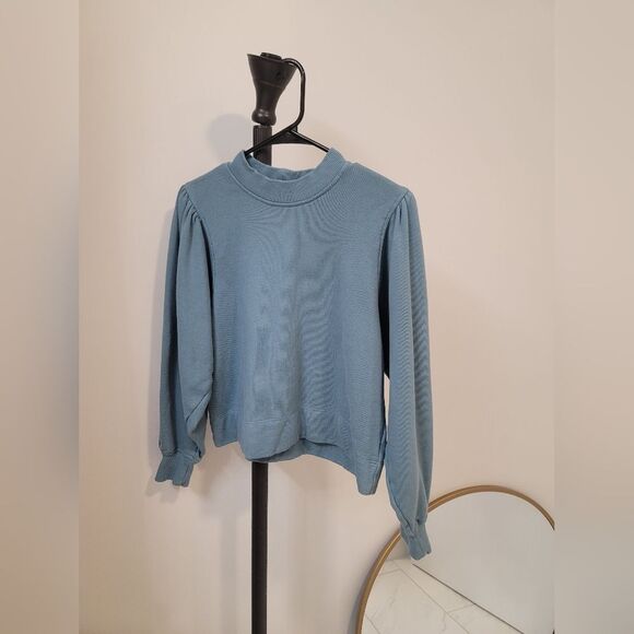 Ann Mashburn Puff Sleeve Cotton Sweatshirt Small - Picture 1 of 8